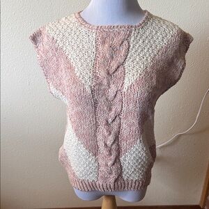 Jason Maxwell Pink and Cream Hand Knit Sweater